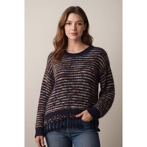 Women’s Cable Knit Sweater Sz S Oversize Tassel Boho Artsy Soft Cozy Whimsigoth